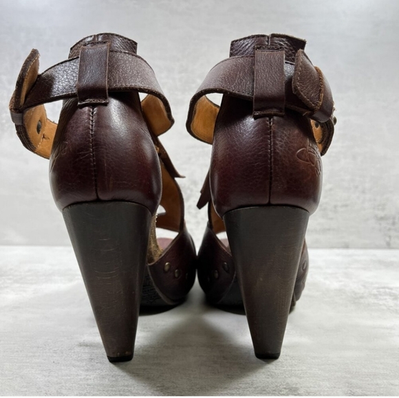 John Fluevog Rules Goodall Leather Fringe Heeled Sandals - Women's Size 8.5 - Picture 4 of 8